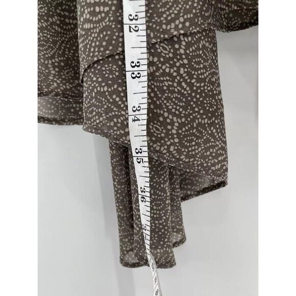 cAbi Women’s Brown Geometric Print Chiffon Tunic Vest Sweater Size L, Flaw - Picture 9 of 10